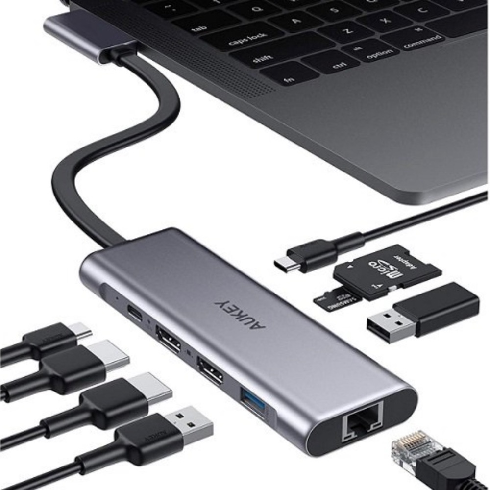 AUKEY USB C Hub MacBook Pro 9-in-2, Triple Display with Dual 4K (CB-C81)